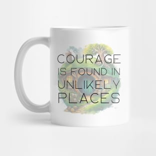 Courage is Found in Unlikely Places - Halfling Home - Round Doors - Fantasy Mug